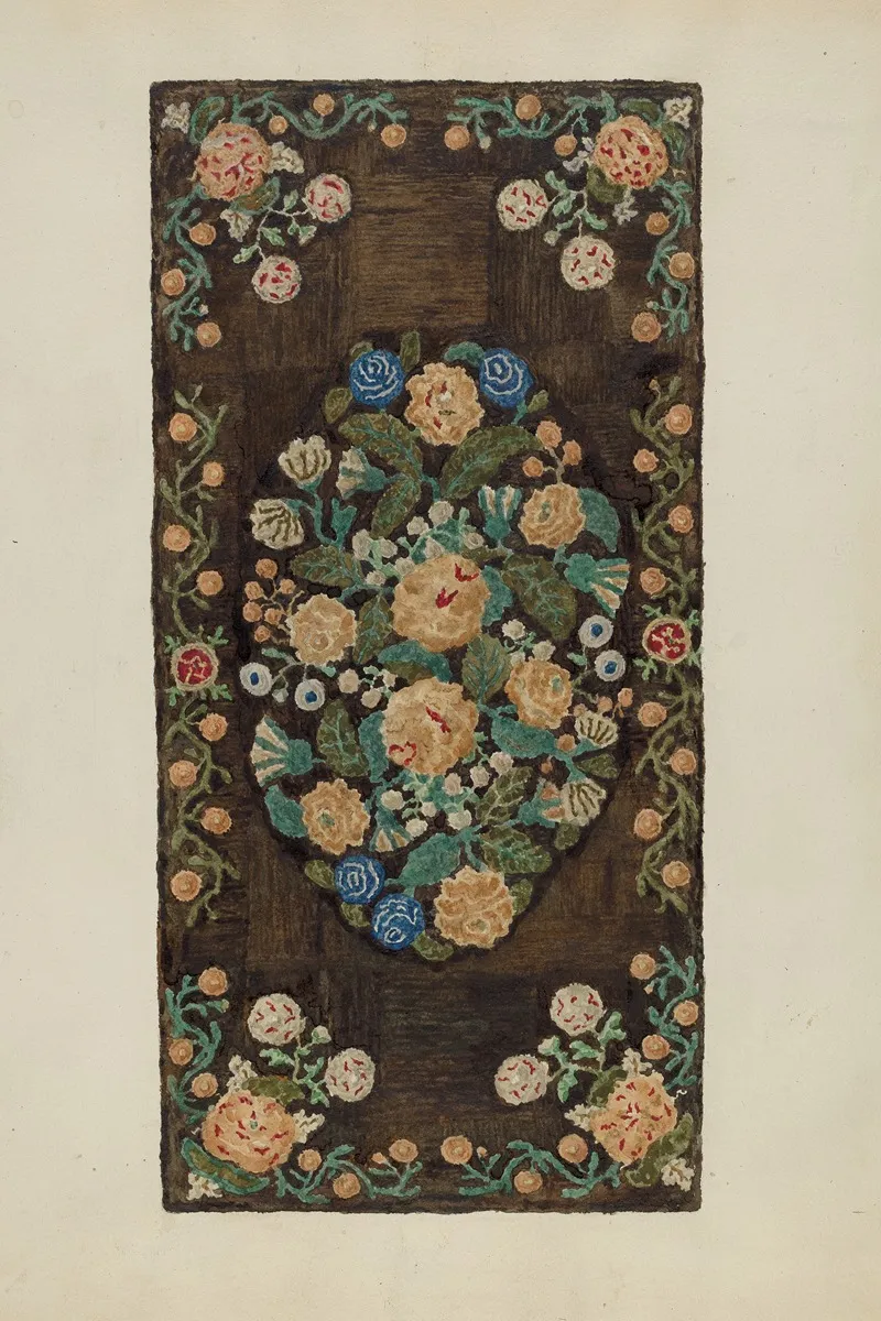 Sewed Caterpillar Rug by Marian Curtis Foster - Canvas Print