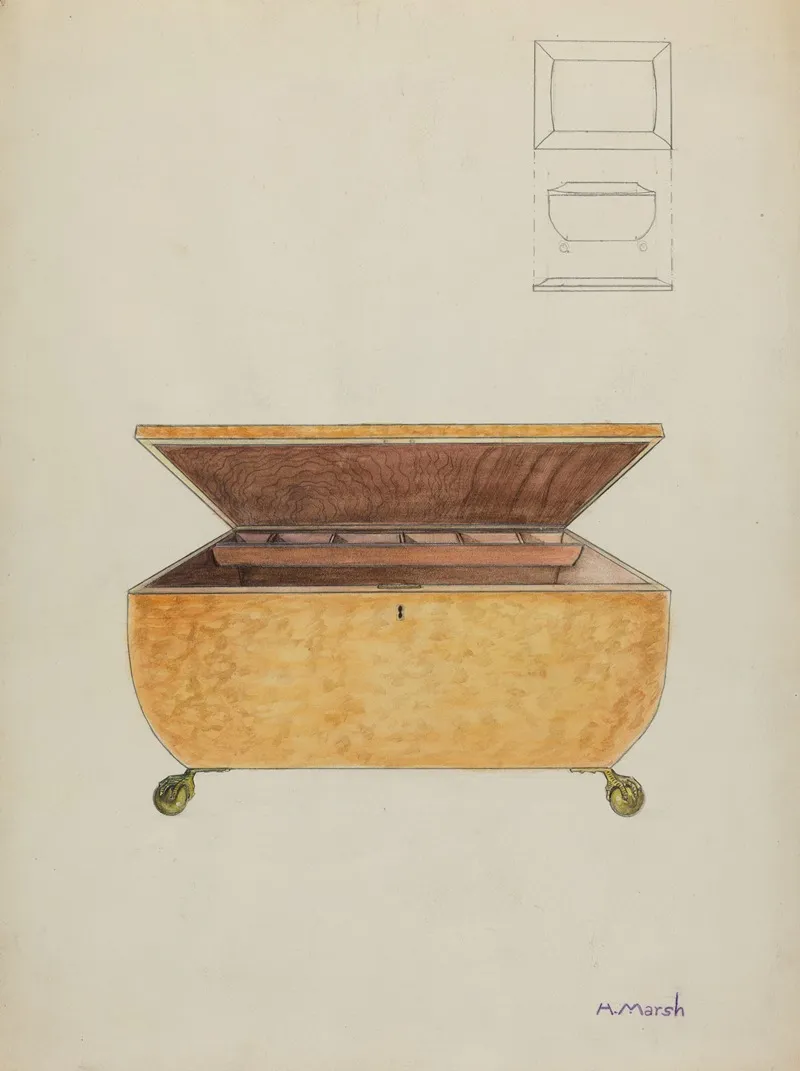 Sewing Box 5 by Herbert Marsh - Canvas Print