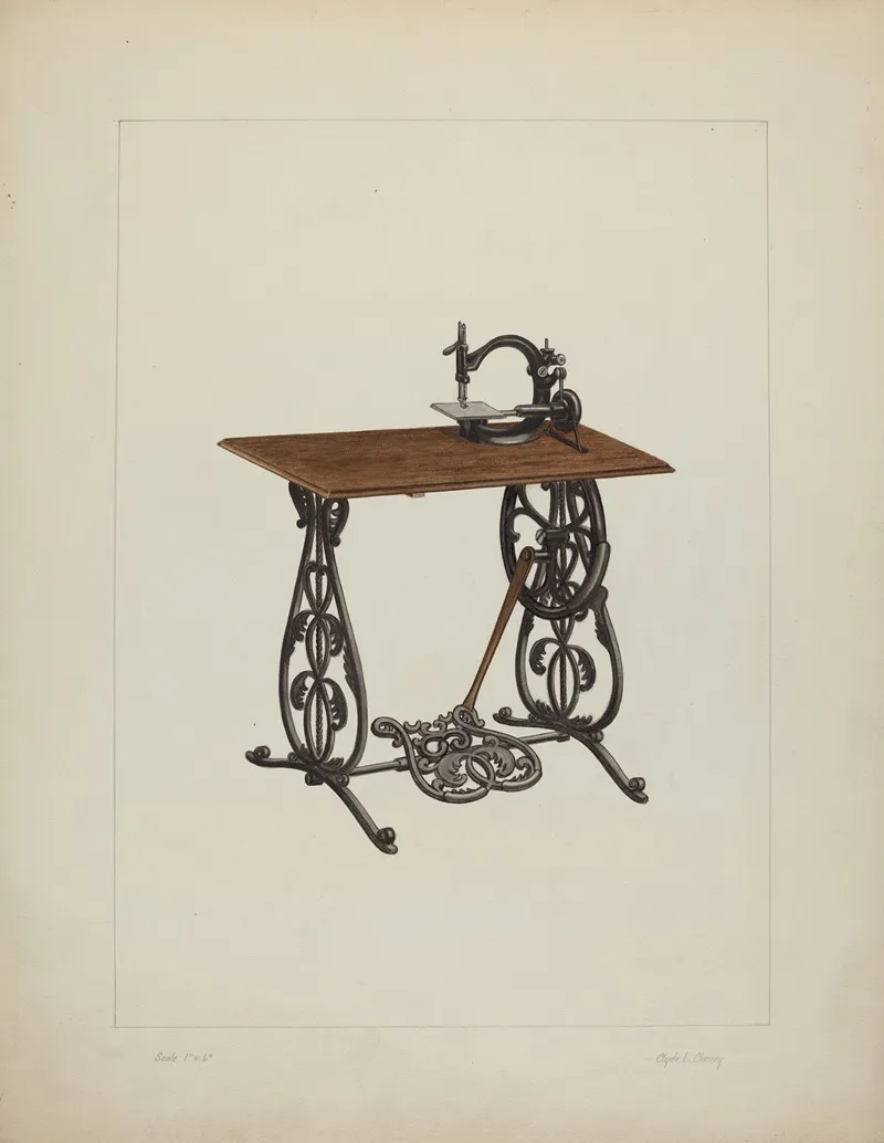 Sewing Machine by Clyde L. Cheney - Canvas Print