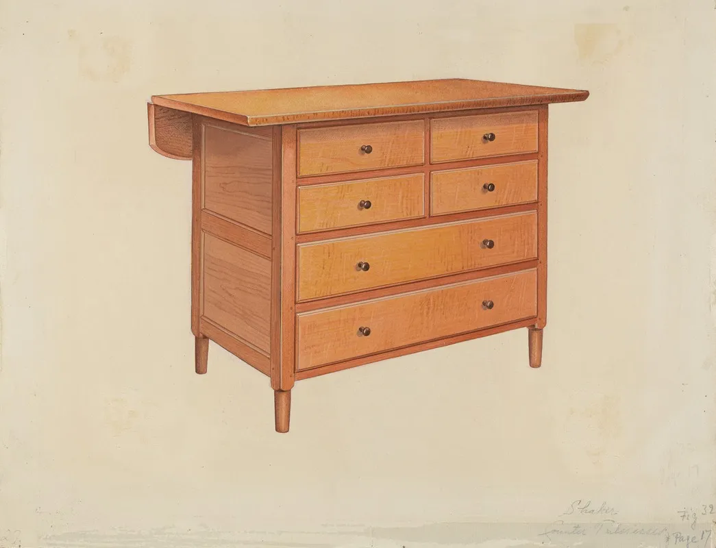 Shaker Dressmakers Counter by Anne Ger - Canvas Print