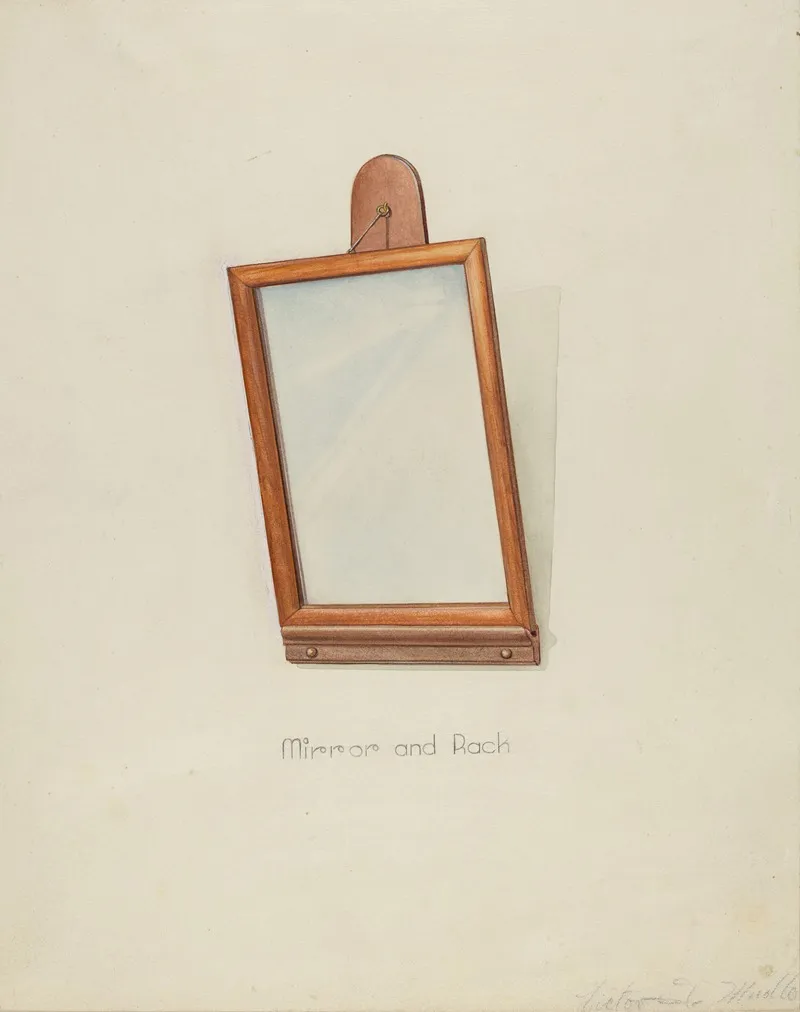 Shaker Looking Glass And Rack by Victor F. Muollo - Canvas Print