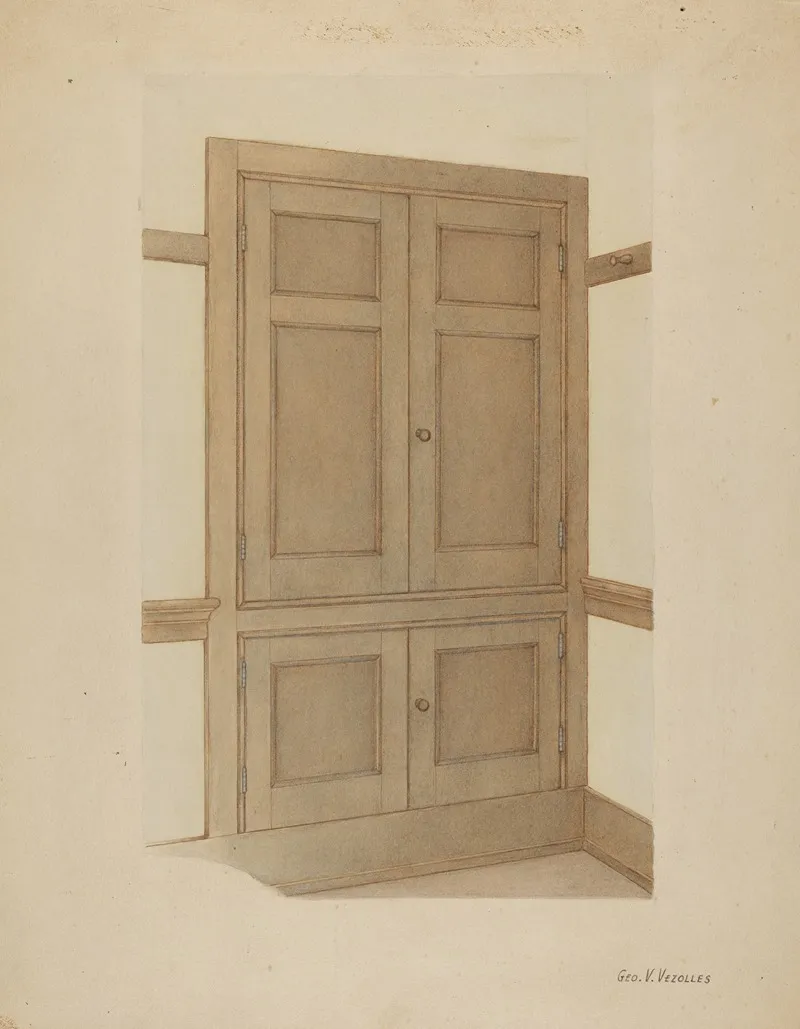 Shaker Room Cupboard by George V. Vezolles - Canvas Print