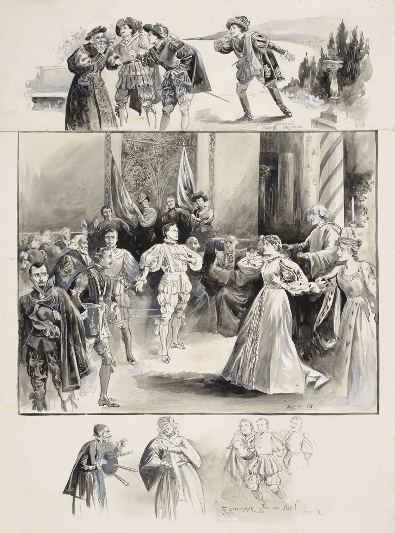 Shakespeares Much Ado About Nothing At The St James Theatre by John Jellicoe - Canvas Print
