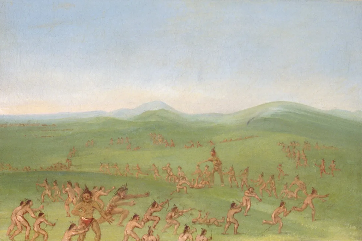 Sham Fight Mandan Boys by George Catlin - Canvas Print