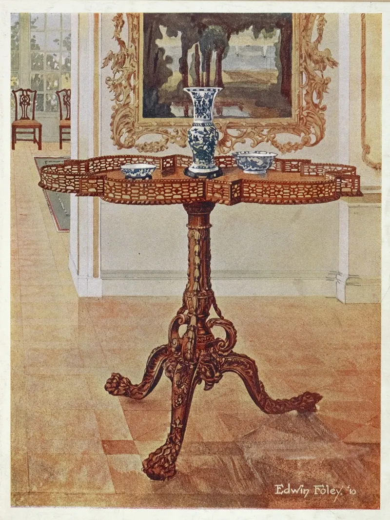 Shaped Fret Rimmed Gallery Table by Edwin Foley - Canvas Print