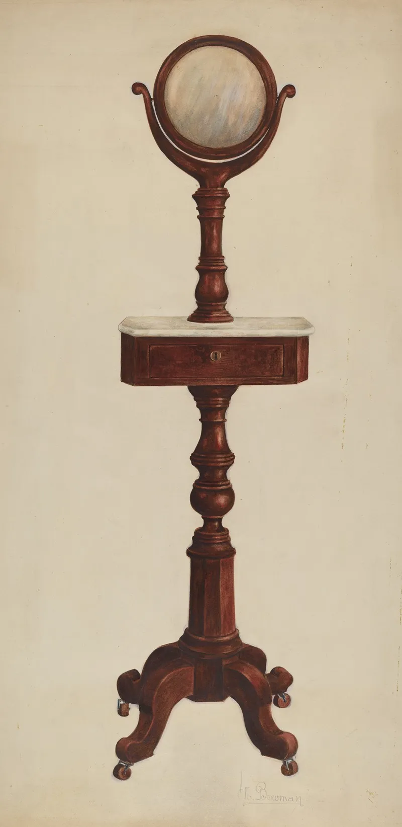 Shaving Stand by Charles Bowman - Canvas Print