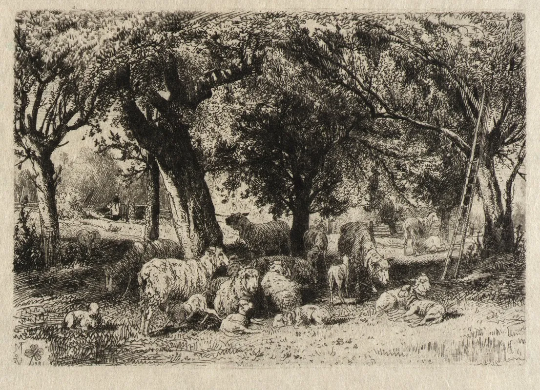Sheep In An Orchard 2