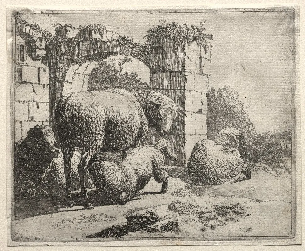 Sheep Near The Ruins Of An Arch
