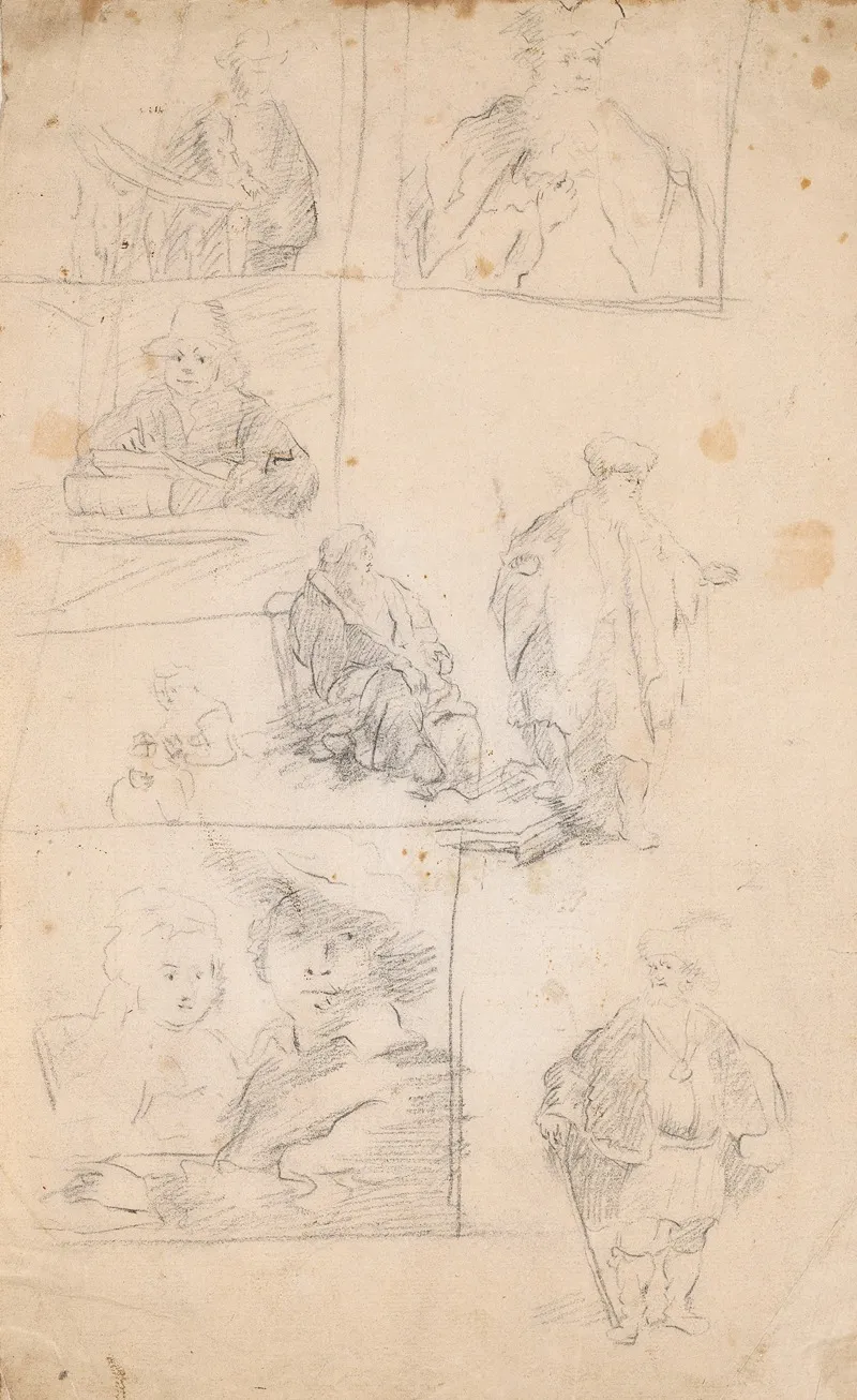Sheet Of Copies After Etchings By Rembrandt