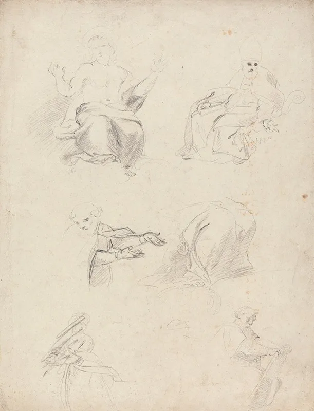 Sheet Of Figure Studies From Raphaels Disputation 2