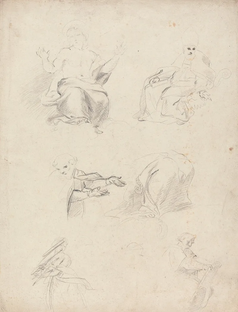 Sheet Of Figure Studies From Raphaels Disputation 4