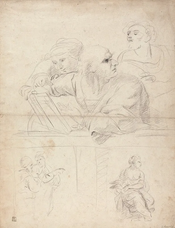 Sheet Of Figure Studies From Raphaels Disputation