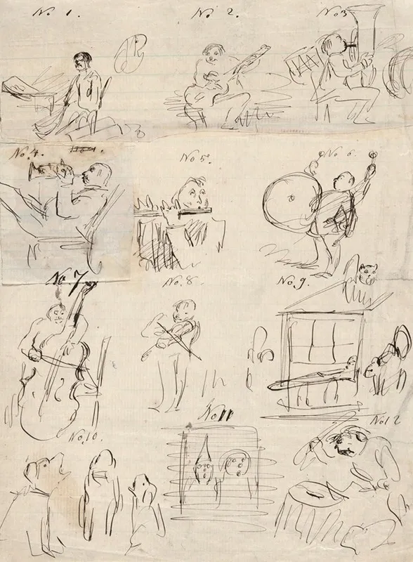 Sheet Of Sequential Drawings About Music