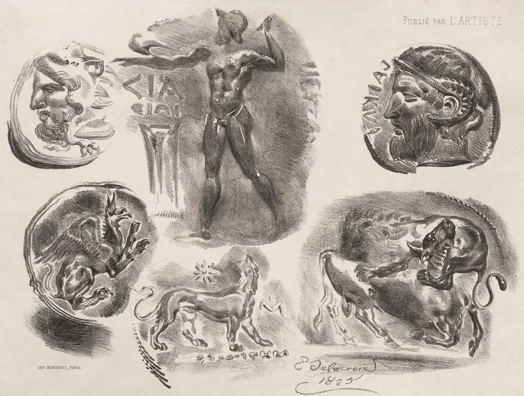 Sheet Of Six Antique Coins