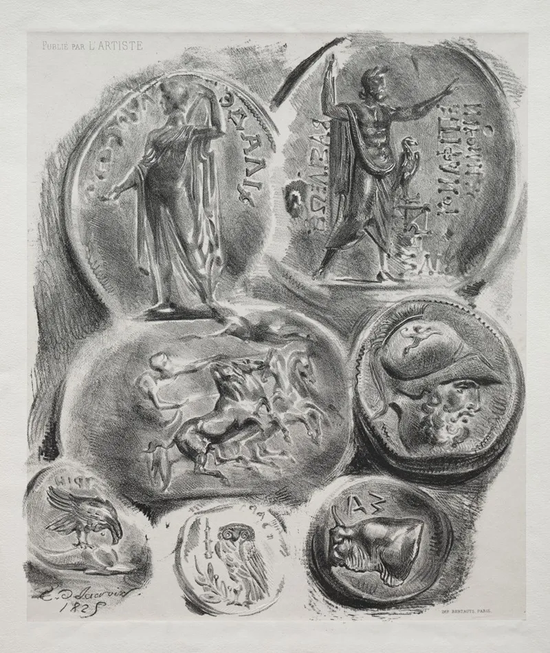 Sheet With Seven Antique Medals