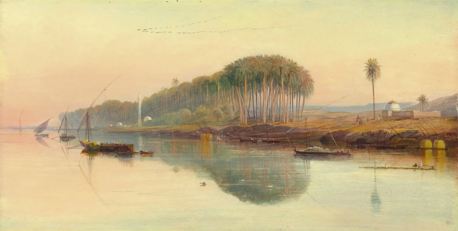 Sheik Abadeh On The Nile by Edward Lear - Canvas Print
