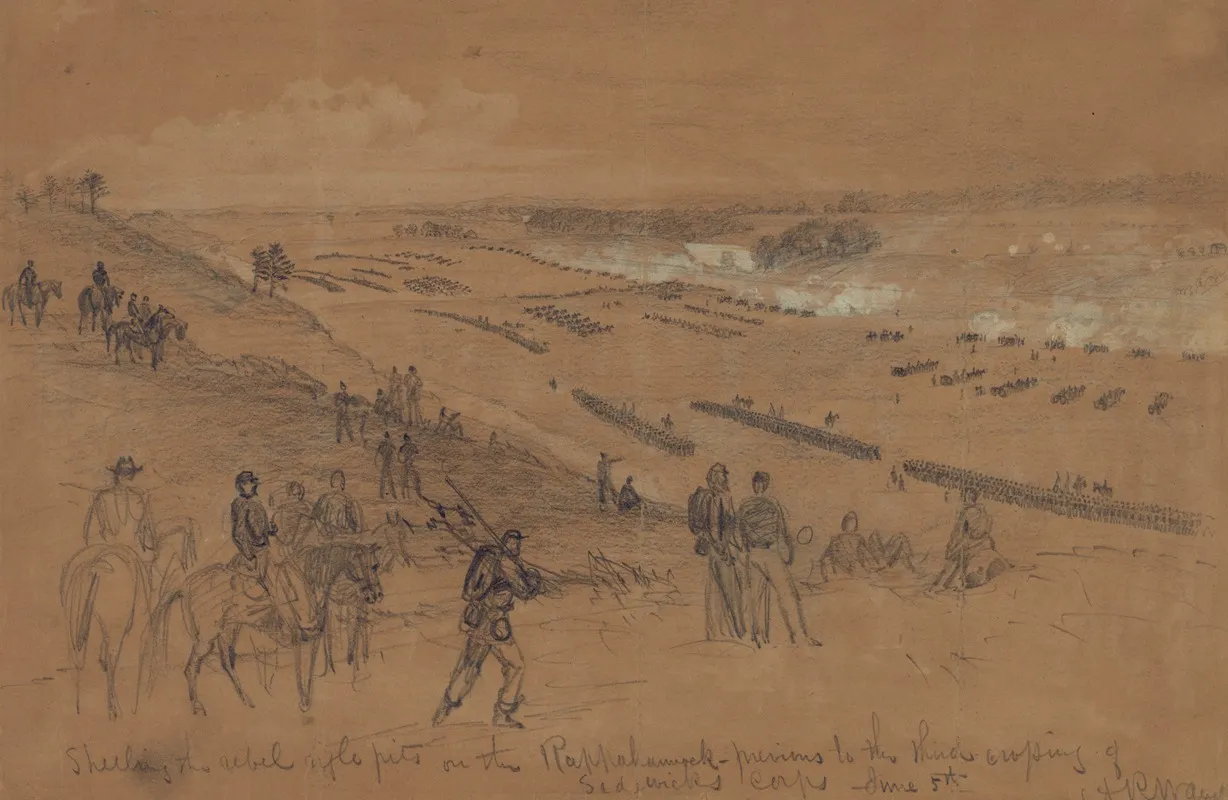 Shelling The Rebel Rifle Pits On The Rappahannock Previous To The Third Crossing Of Sedgwicks Corps June 5th