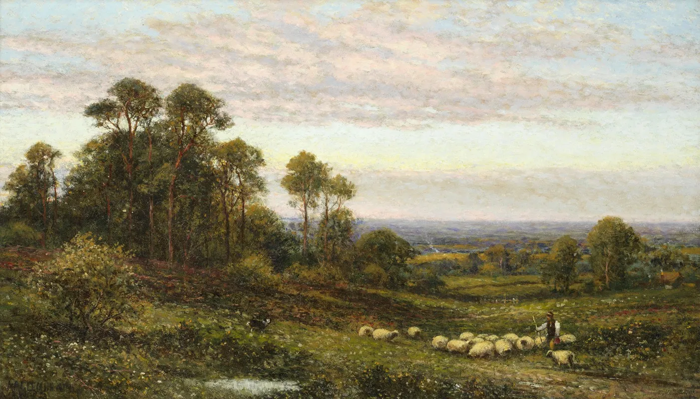 Shepherd And His Flock 2 by Alfred Augustus Glendening - Canvas Print