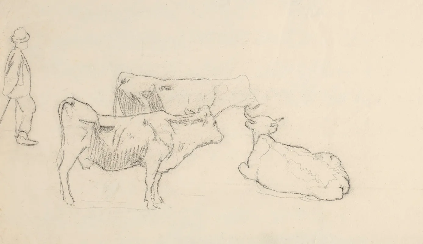 Shepherd And Three Cows