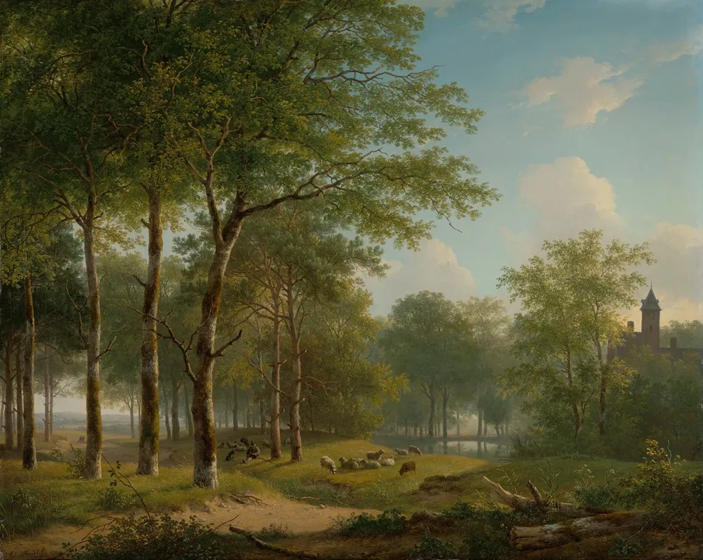Shepherd Resting On A Country Lane Near A Castle