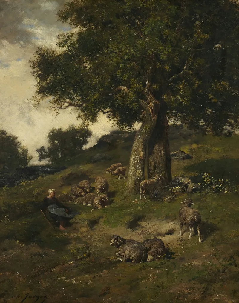 Shepherdess And Sheep