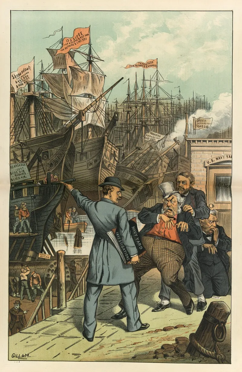Ship Building For Repairs by Bernhard Gillam - Canvas Print