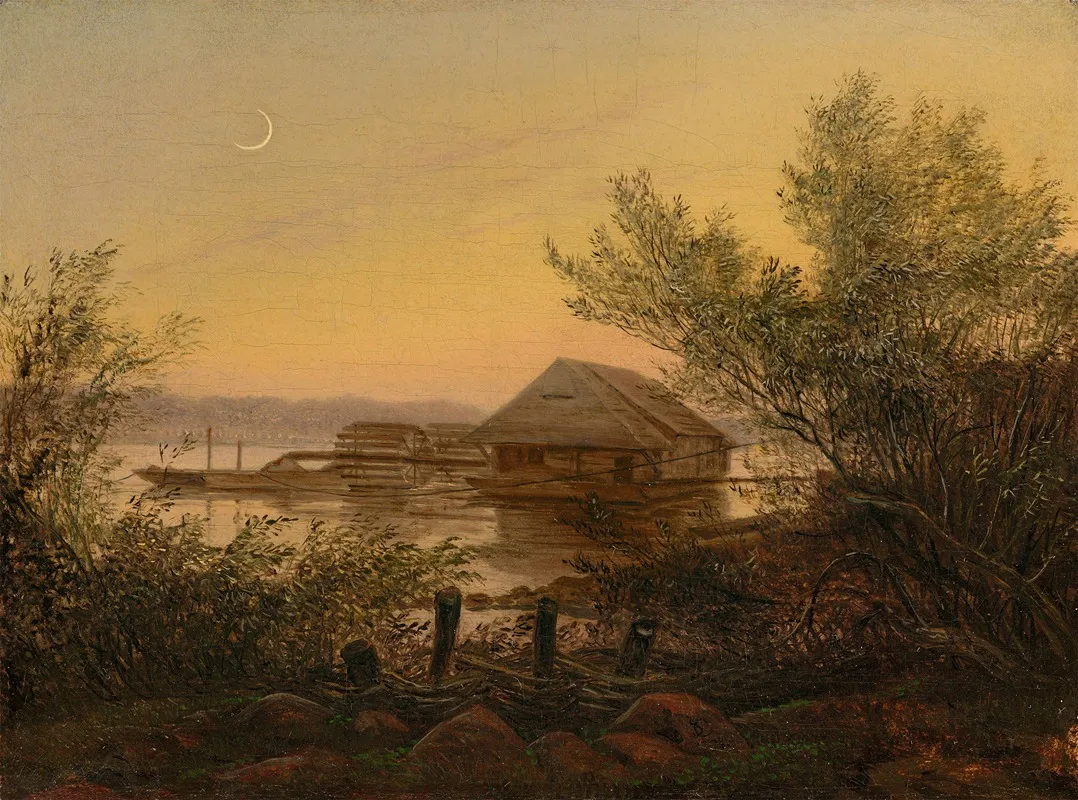 Ship Mill On The Elbe Near Dresden 2 by Carl Gustav Carus - Canvas Print