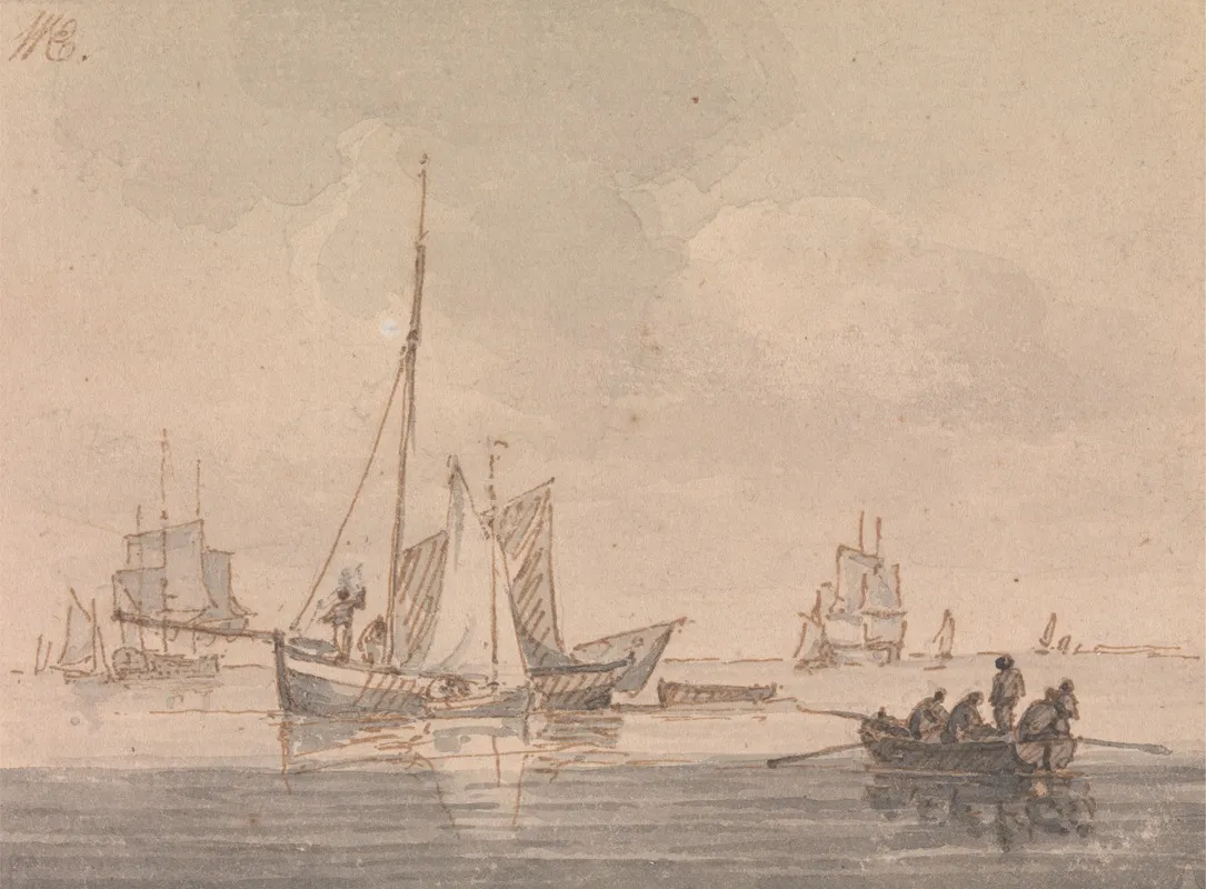 Shipping In A Calm 4 by Luke Clennell - Canvas Print