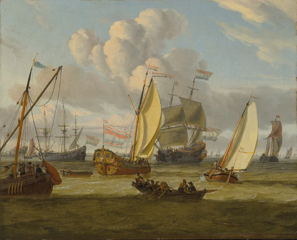 Shipping In An Estuary by Abraham Storck - Canvas Print