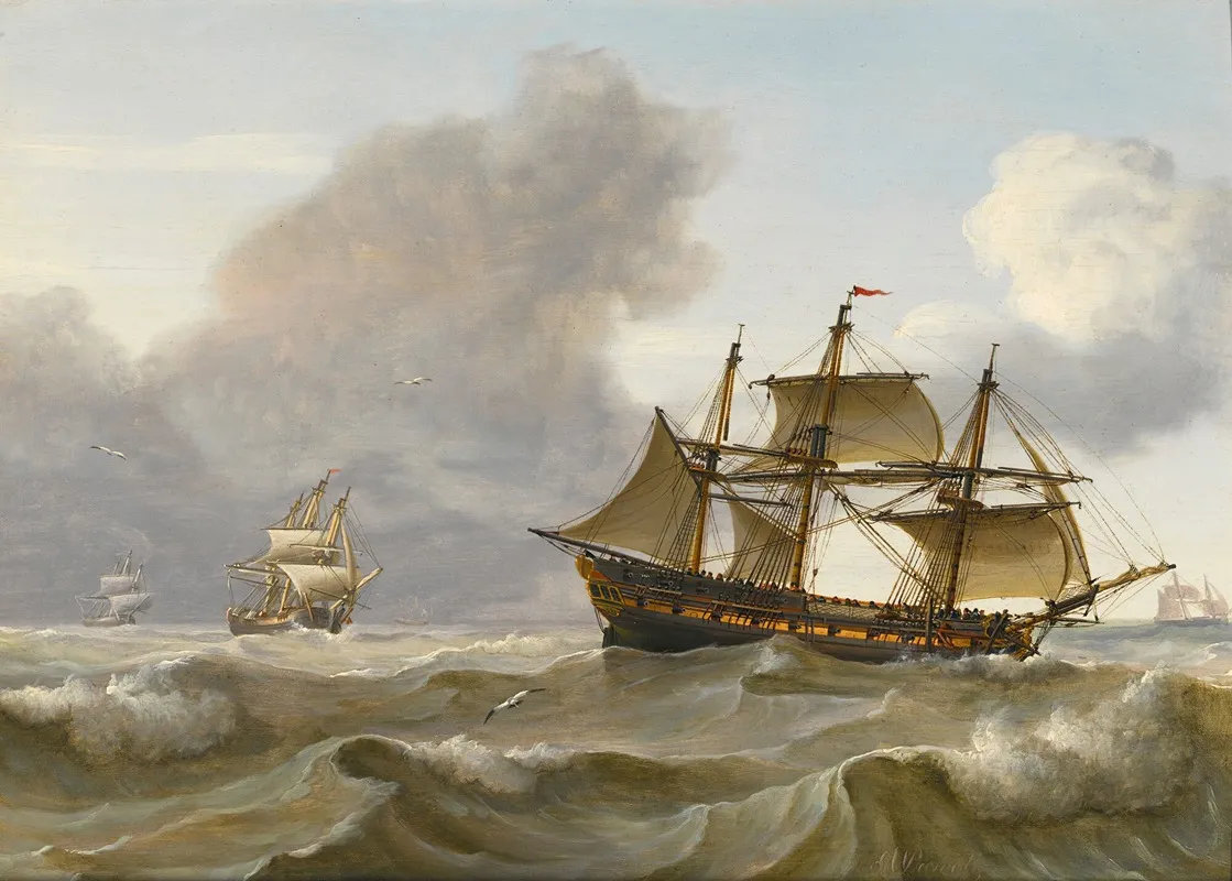 Shipping In Choppy Waters by Charles Martin Powell - Canvas Print