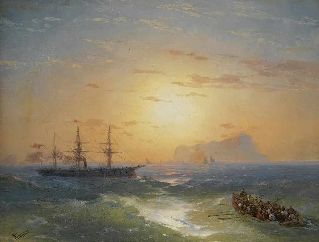 Shipping Off Ischia by Ivan Konstantinovich Aivazovsky - Canvas Print
