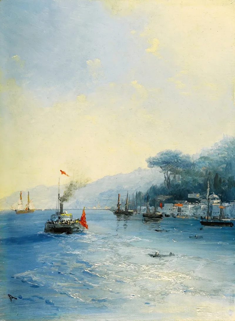 Shipping On The Bosphorus Constantinople by Ivan Konstantinovich Aivazovsky - Canvas Print