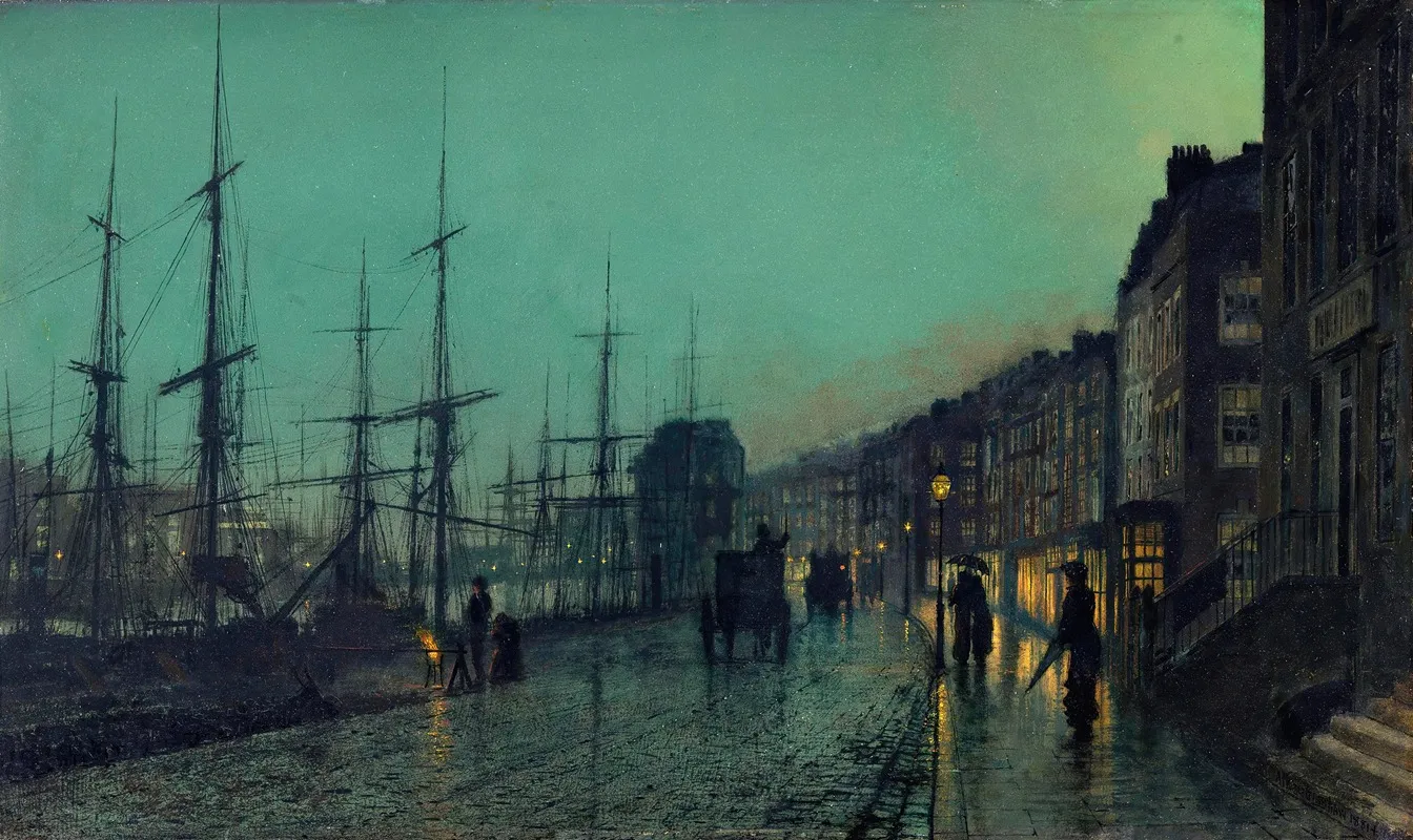 Shipping On The Clyde by John Atkinson Grimshaw - Canvas Print