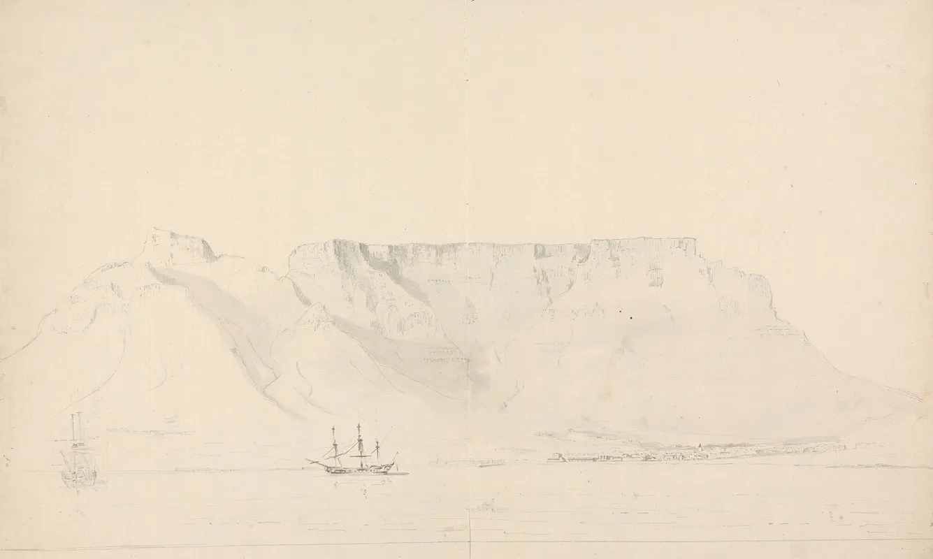 Shipping Scene With Table Mountain In Background by Samuel Davis - Canvas Print