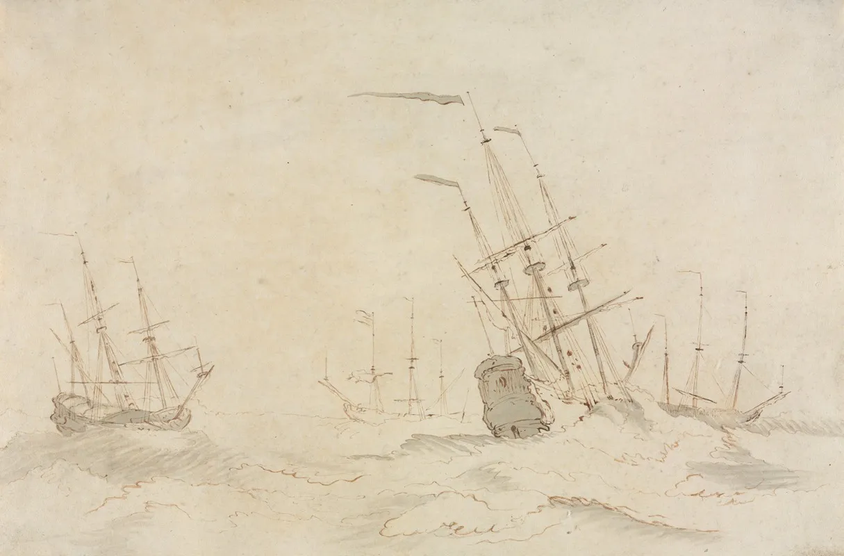 Ships 2 by Ludolf Backhuysen - Canvas Print