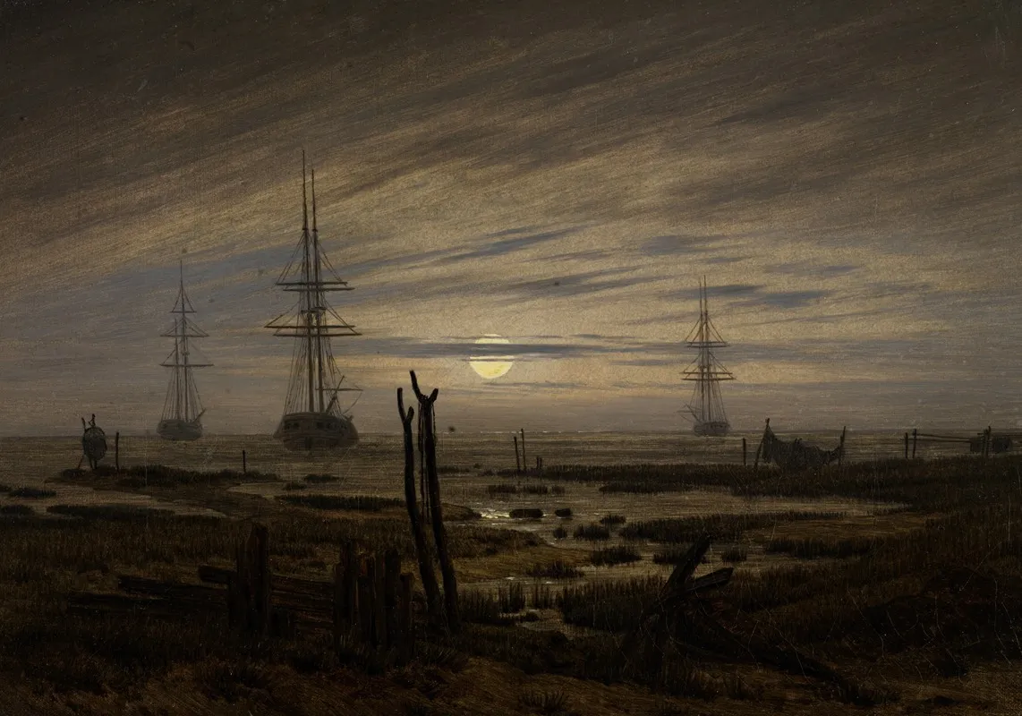 Ships At Anchor 2 by Caspar David Friedrich - Canvas Print