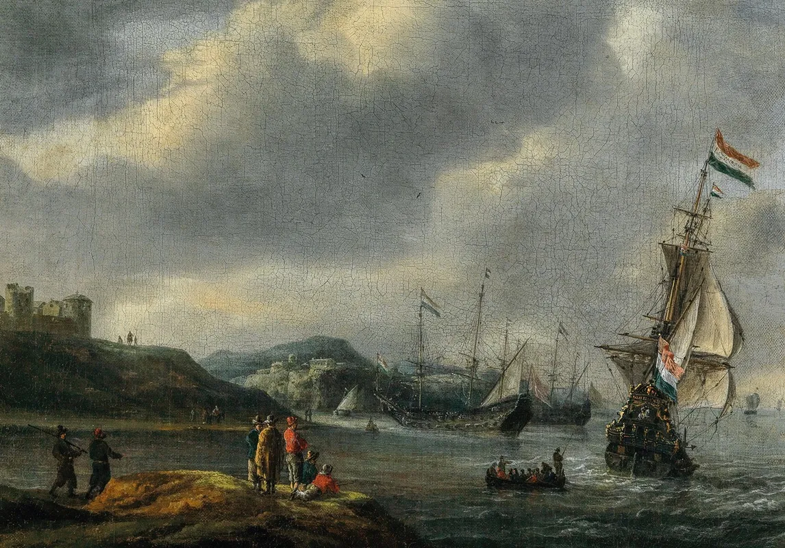 Ships Entering A Harbour by Reinier Nooms - Canvas Print