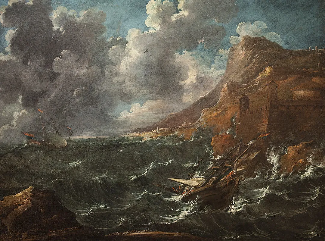 Ships In A Gale by Marco Ricci - Canvas Print