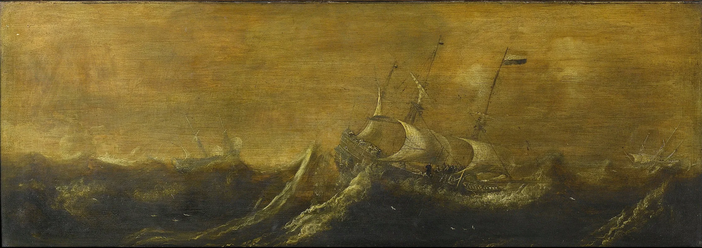 Ships In A Storm by Andries van Eertvelt - Canvas Print