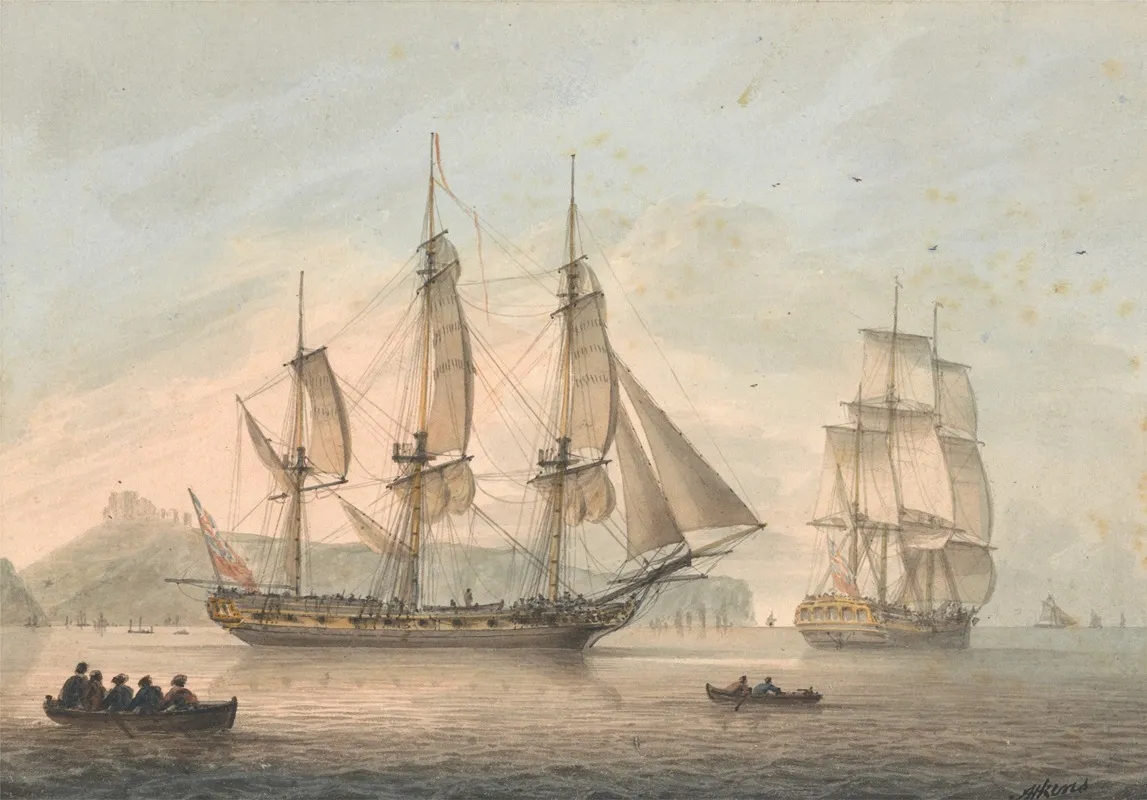 Ships Of The Line Off Dover by Samuel Atkins - Canvas Print