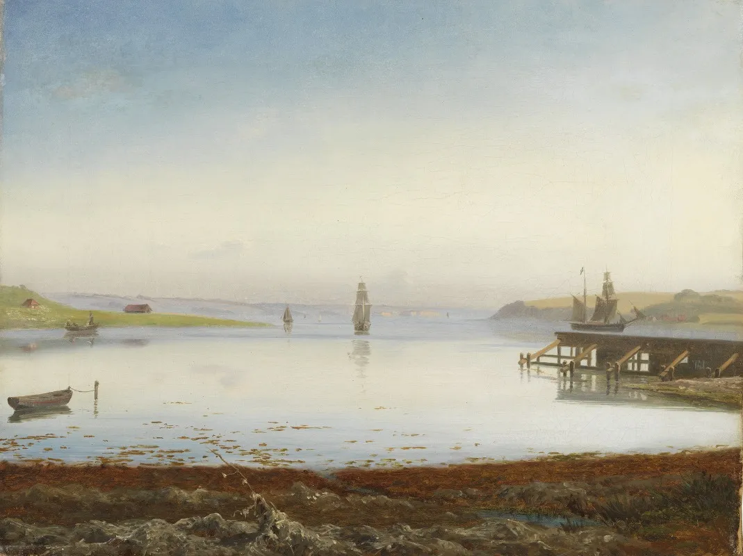 Ships On A Fiord by Thorald Læssøe - Canvas Print