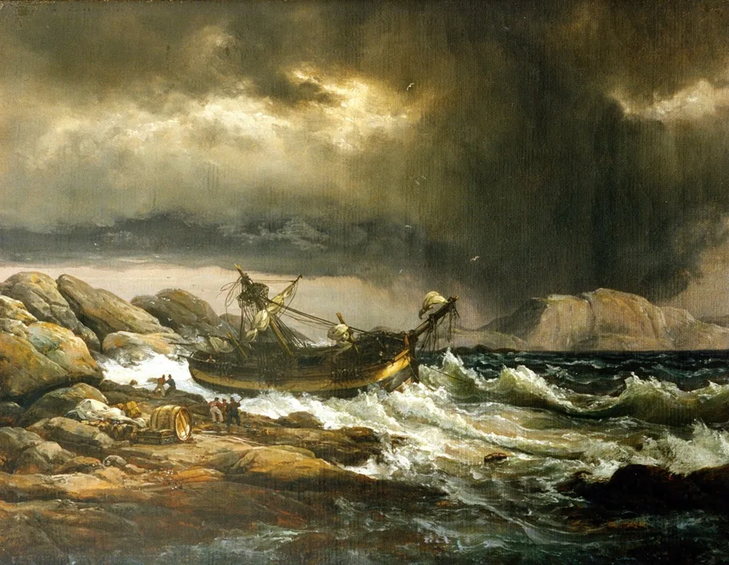 Shipwrech by Johan Christian Dahl - Canvas Print