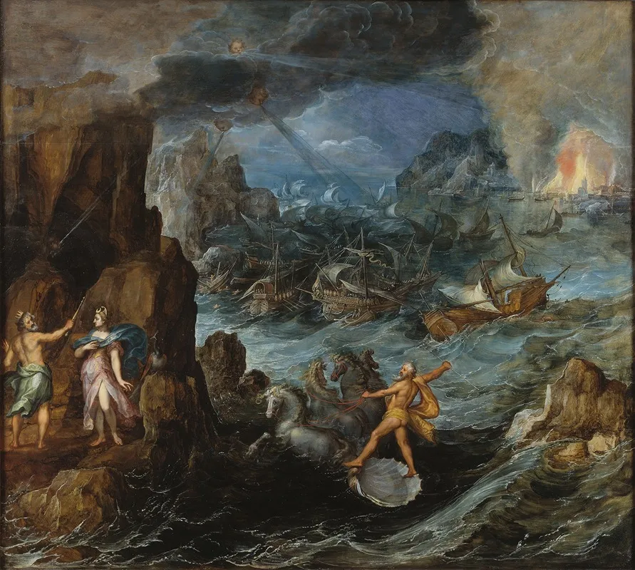 Shipwreck Of The Greek Fleet On The Voyage Home From Troy by Joos de Momper - Canvas Print