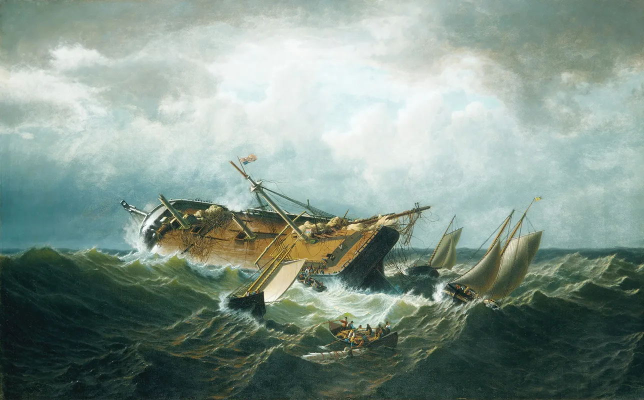 Shipwreck Off Nantucket Wreck Off Nantucket After A Storm by William Bradford - Canvas Print