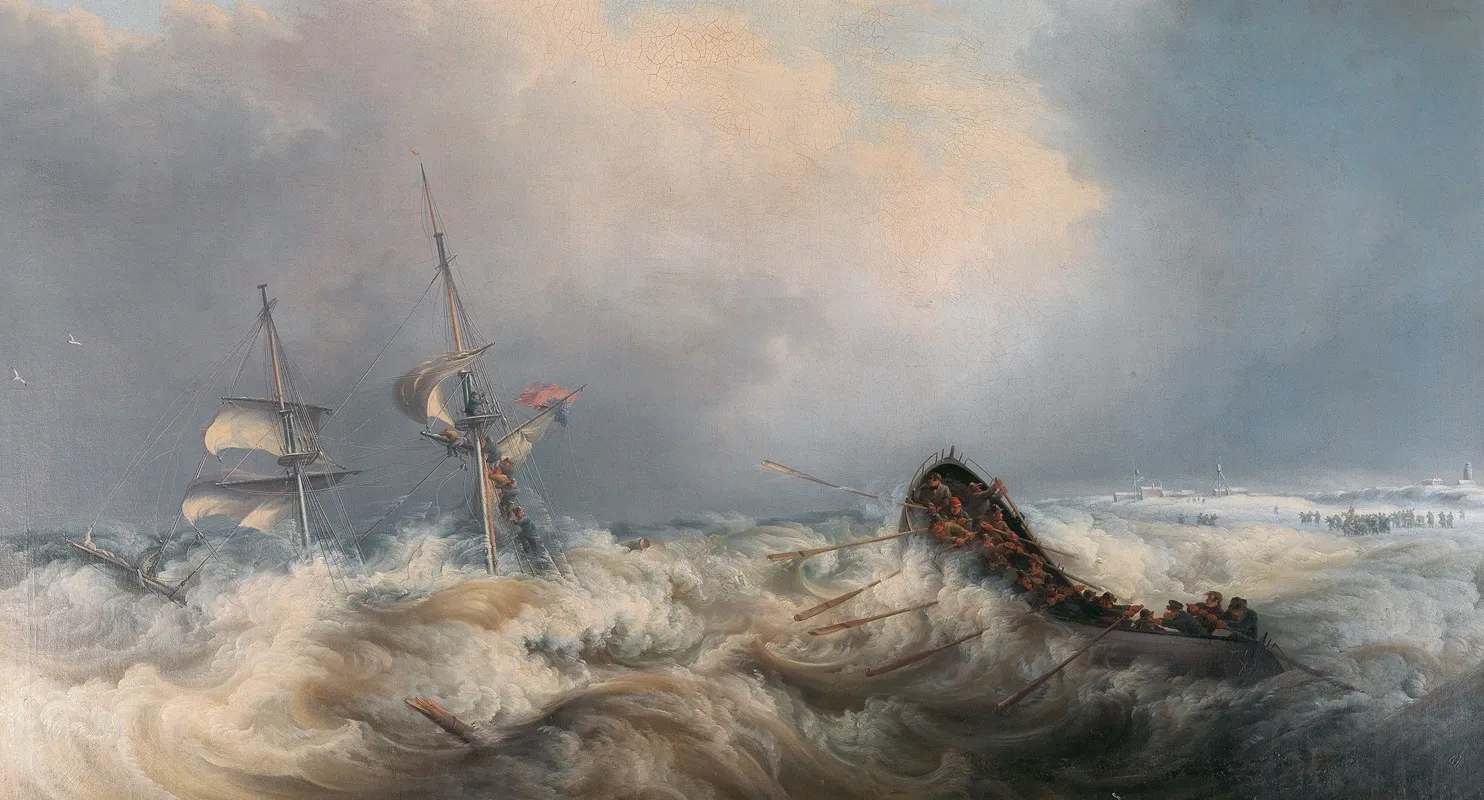 Shipwreck Off The Coast In Winter
