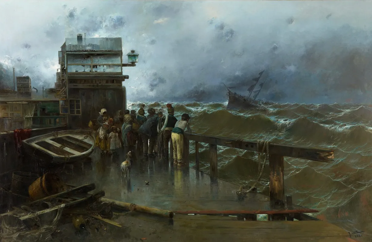 Shipwreck Warning by José Navarro y Llorens - Canvas Print