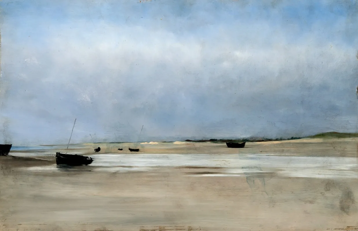 Shore With Boats by August Hagborg - Canvas Print
