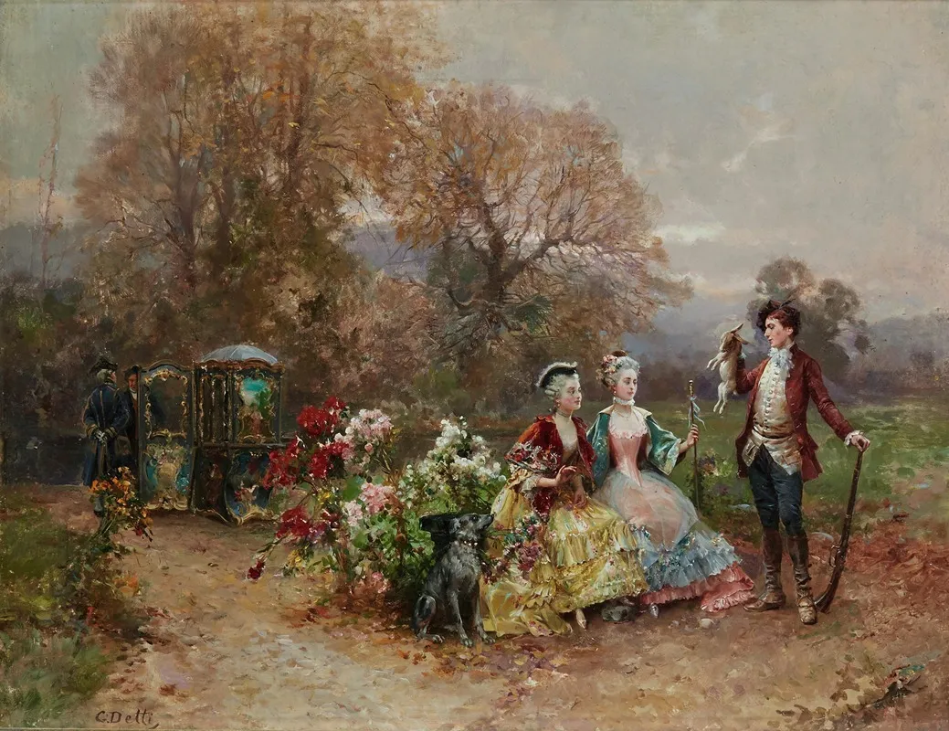 Showing Off His Prize by Cesare Auguste Detti - Canvas Print