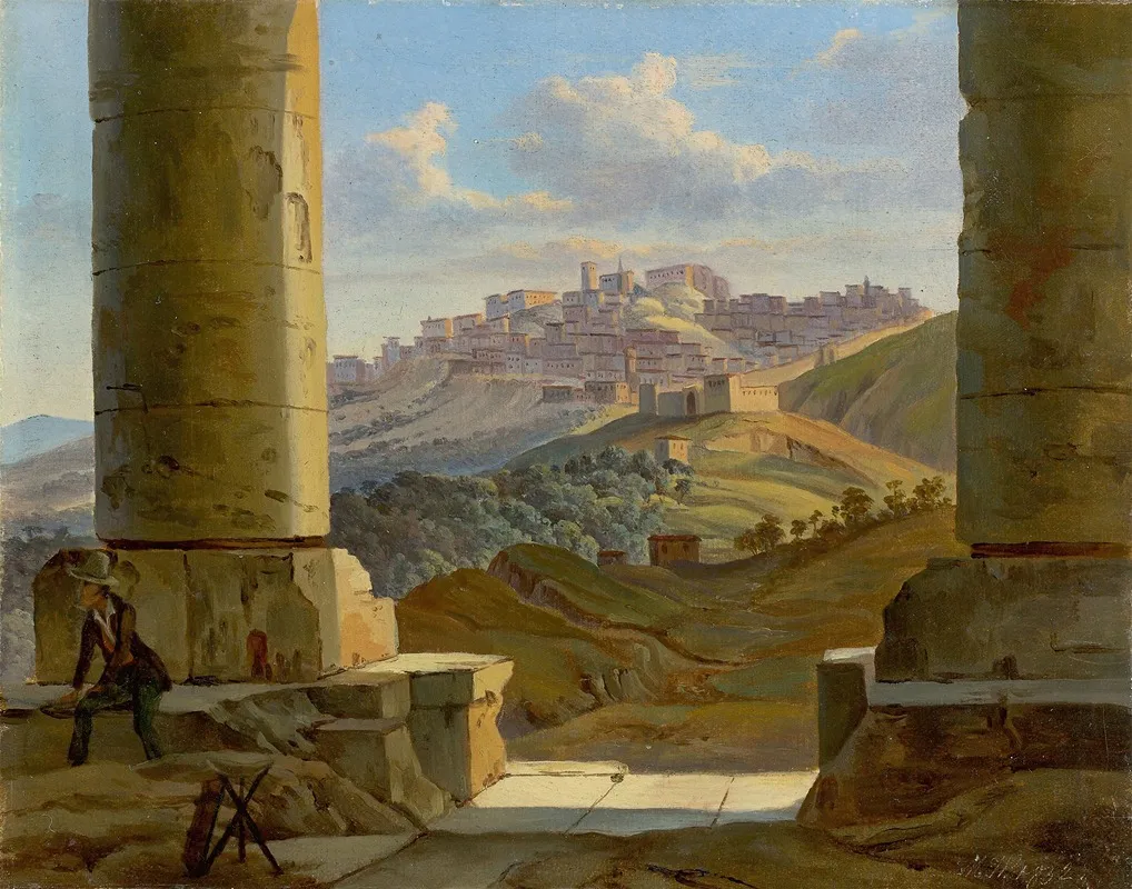 Sicilian Landscape by Gottlob Michael Wentzel   - Canvas Print
