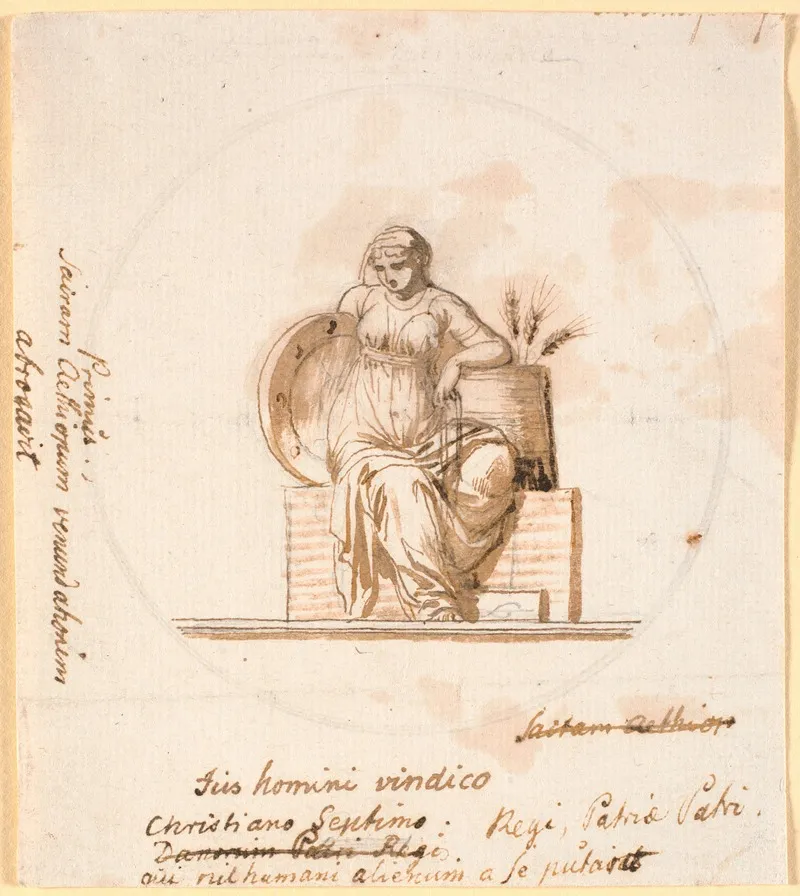 Siddende Allegorisk Kvindefigur by Nicolai Abildgaard - Canvas Print